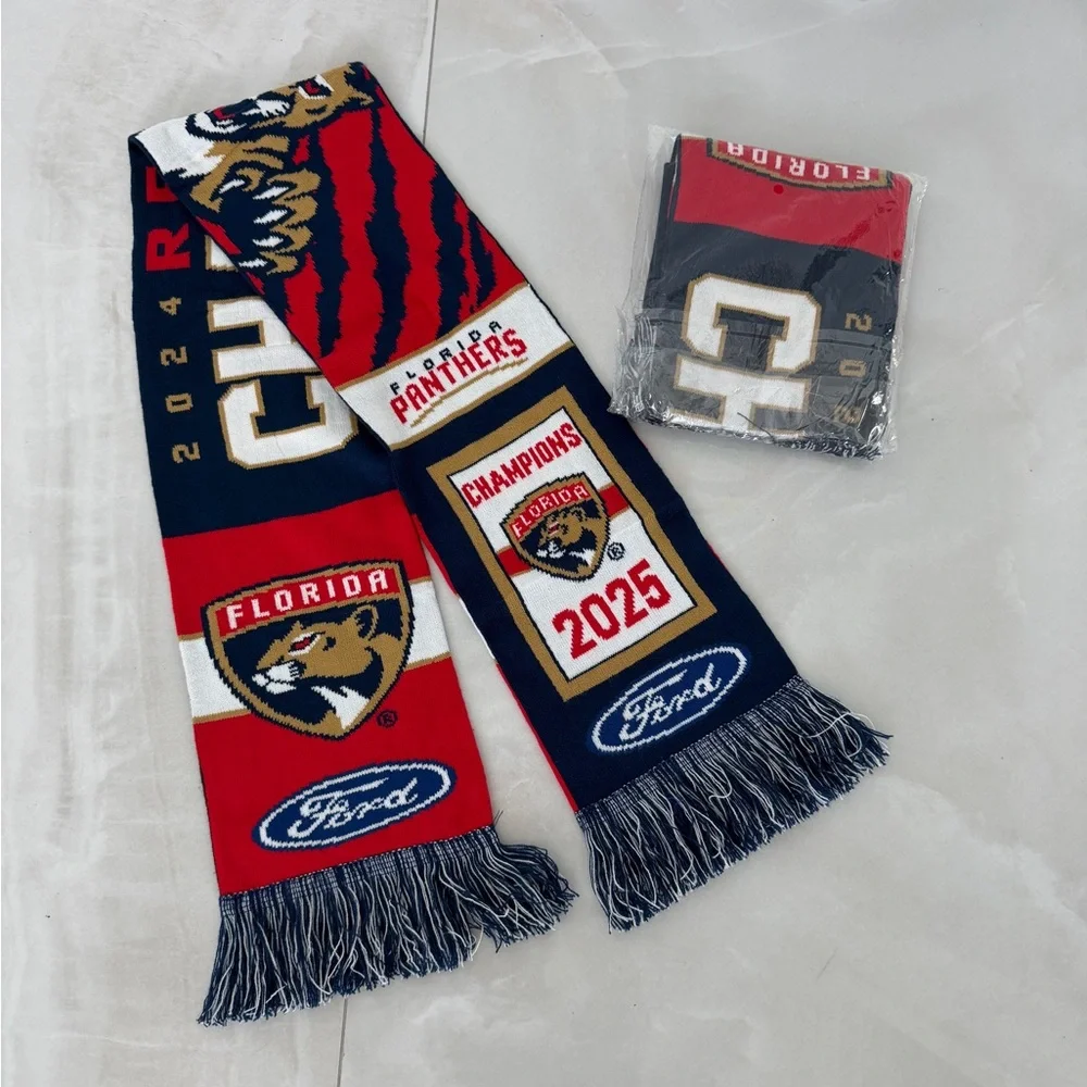 New in Package Florida Panthers Stanley Cup REPEAT Champions NHL Hockey Scarf
